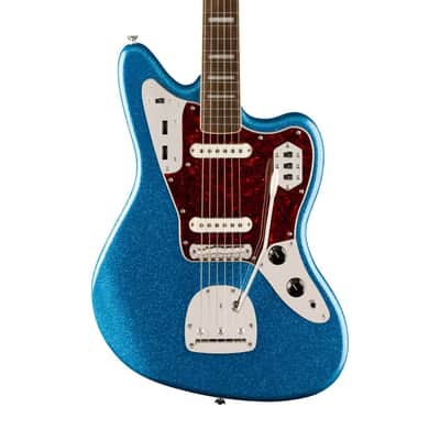 Squier FSR Classic Vibe 70s Jaguar Electric Guitar, Laurel FB, Blue Sparkle image 3