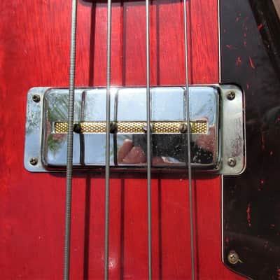 Rhythmline Bass Guitar, 1960's, Japan, Gold Foil Pickup,  Cherryburst image 4