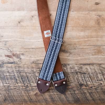 Vintage Blue 60s/70s Hippie Guitar Strap / Real Suede Backing / Handmade in the UK image 2