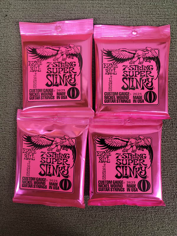 Ernie Ball 2623 7-String Super Slinky Nickel Wound Electric Guitar Strings (9-52) 4 SETS image 1