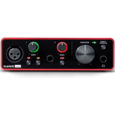 Focusrite Scarlett Solo 4rd Gen USB Audio Interface Bundle Mic Stand + Pop Filter + XLR Cable image 3