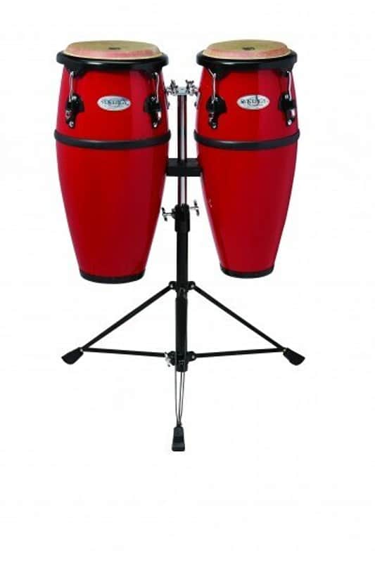 Toca 2300/89-FRD Synergy Fiberglass Jr. Conga Set w/ Adjustable Stand - Red, 8" and 9" image 1