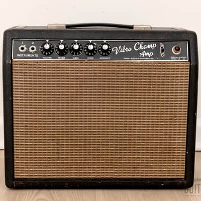 1965 Fender Vibro Champ Vintage Black Panel Tube Amp 1x8, Class A, FEIC image 2