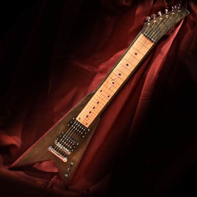 HandMade Lap Steel Guitar - Black / Brown Stain - Red Bevels - Satin Relic Finish - USA Made image 4