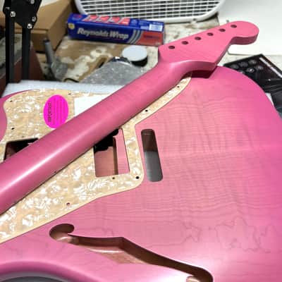 Warmoth Jazzmaster/ Flamed Maple Body & Neck “Pink Set” image 18