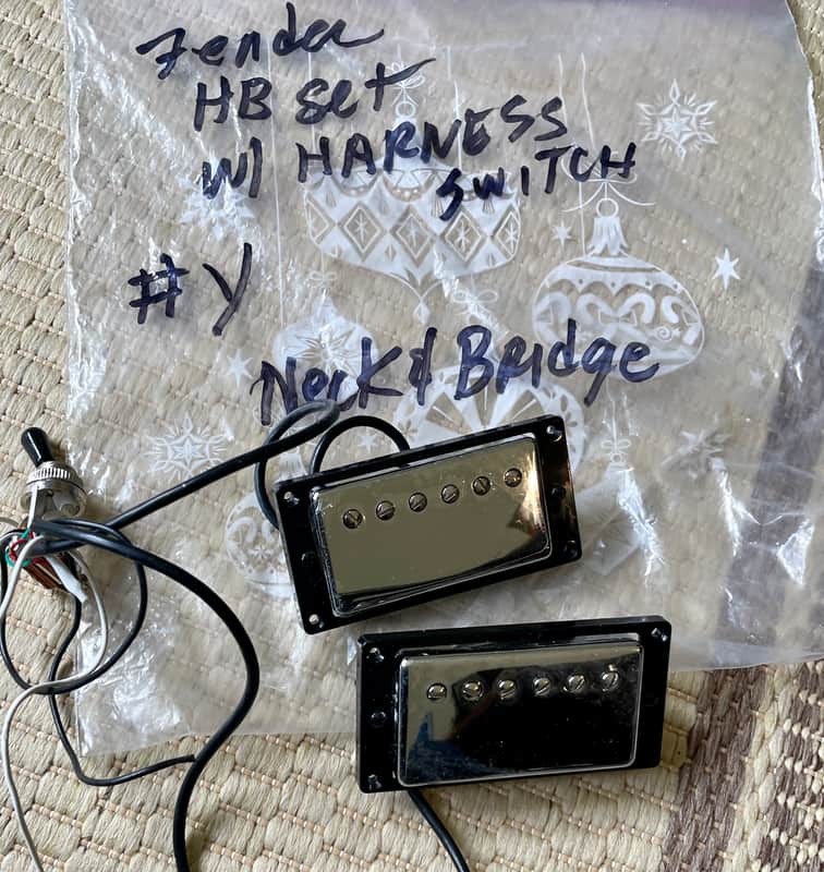 Fender Chrome Humbucker Set w/ switch harness image 1