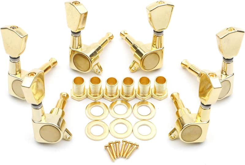 6pcs Gold 3L3R Chrome Tuning Key Peg, Guitar Parts 3 Left 3 Right Tuners, Guitar String Tuning Pegs Machine Head Tuners for Acoustic or Electric Guitar image 1