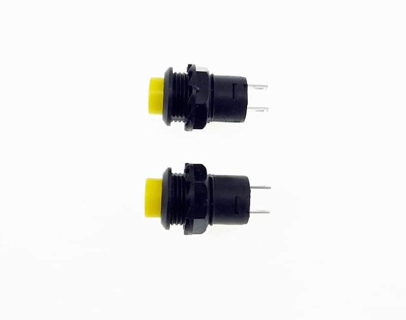 2 Pack SPST Normally Open Momentary Push Button Switch Yellow    32731Y image 1