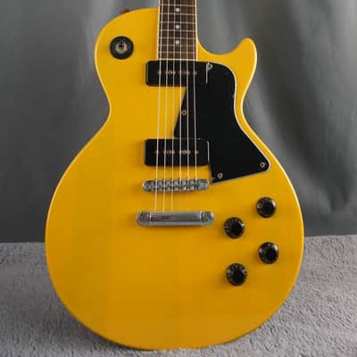 Blitz by Aria Pro II Leopard Transparent TV Yellow Single Cut P90 MIJ image 2