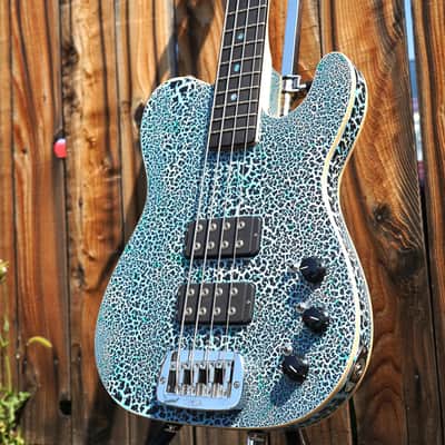 G&L USA Custom Shop ASAT Bass Black Crinkle Over Himalayan Blue 4-String Electric Bass Guitar w/ Black Tolex Case (2025) image 9