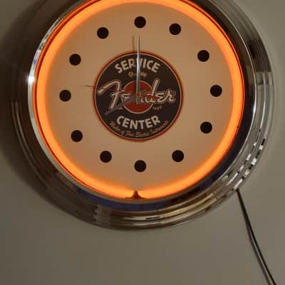 Fender Guitars Fender Service Center Dealer Style Orange Neon Light Up Clock Killer Cool Man Cave/Garage/Bar Item image 1