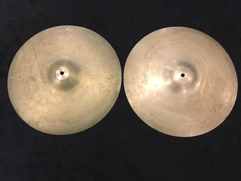 14" Vintage Italian Zanchi Revere Paper Thin Hi Hat Cymbals UFIP K 608g/636g #494 image 1