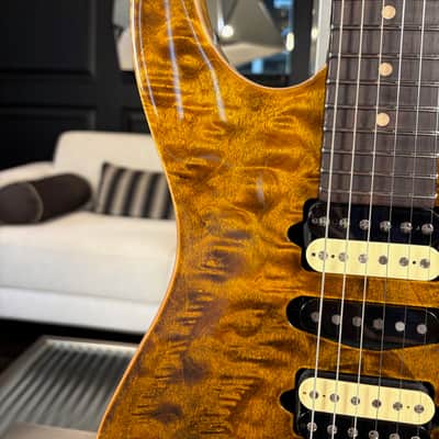 Suhr Modern Custom Carve Top; Stunning Angel Quilt Maple top in Bengal; Rare Cocobolo Neck and Fretboard image 3
