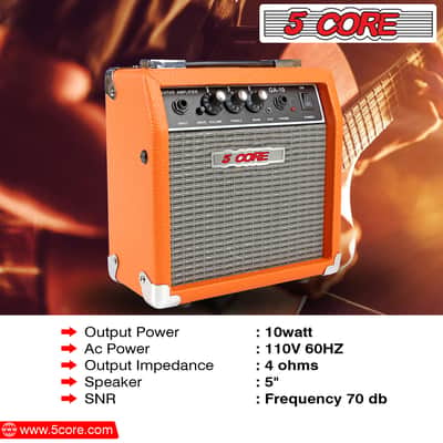 5 Core Guitar AMP 10W 1x5" Electric Guitar Amplifier Classical Practice Bass Acoustic Guitar Combo GA 10 ORG image 3