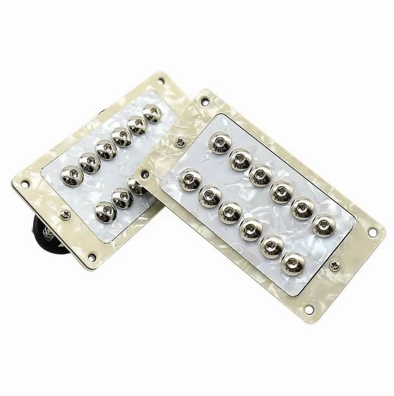 White Pearl Large Pole Guitar Humbucker Pickups Neck and Bridge Set image 1