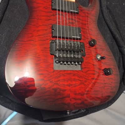 Agile Septor 7 string Floyd, Seymour Duncan Blackouts Transparent red in a thick soft case bottle protection box image 2