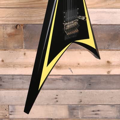 ESP Alexi Laiho Arrowhead SE 20th Anniversary Electric Guitar Black w/Yellow Pinstripe & Case image 2