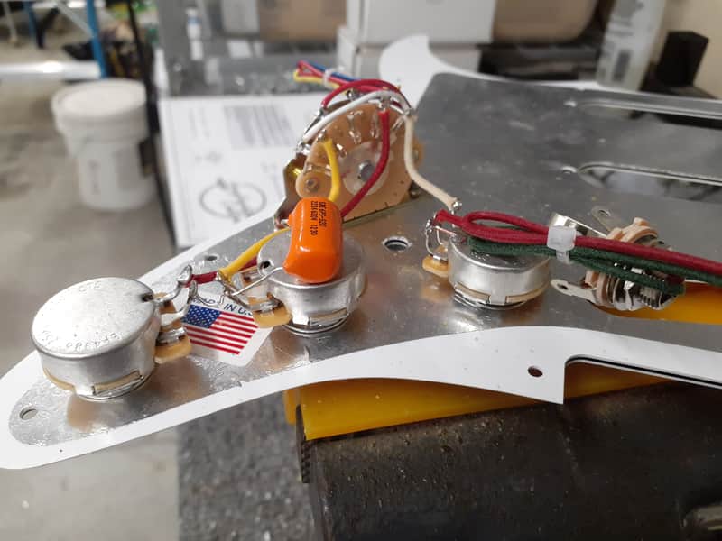 Hoagland Custom Handcrafted SSS Style Strat Wiring - 6-way Switching - N+B Combo! - OD cap image 1