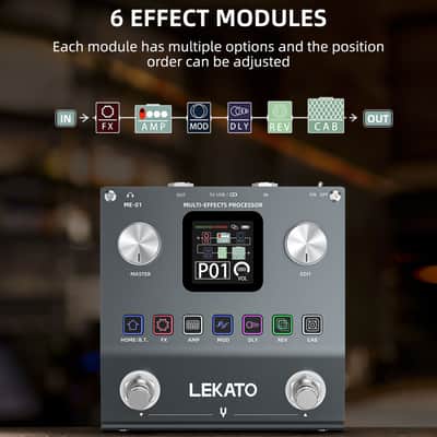 LEKATO ME-01 Multi Effects Guitar Pedal with 80 Presets 6 Effects Modules 20IRs bluetooth image 4