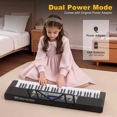 MUSTAR Black 61Key Lighted Up Electric Piano Keyboard Bench,Headphone,Microphone image 7