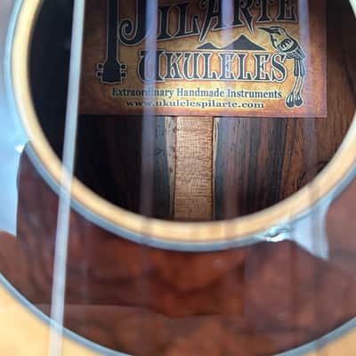 Luis Pilarte Custom Port Orford Cedar/Cocobolo Pineapple Tenor Ukulele with Reunion Blu es Structured Gig Bag 2025 - Gloss image 8