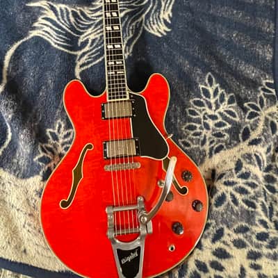 Eastman T486B-RD Thinline Archtop with Bigsby 2015, Red, near mint w/OHSC image 2