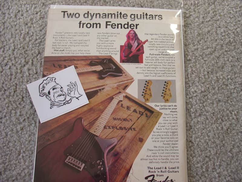 Fender Vintage Advertisement for Fender Guitar featuring the Lead model and Steve Morse ! 1980's image 1