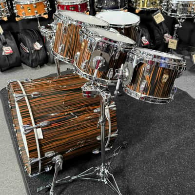 ~RARE!~ Ludwig Classic Maple 6-Piece 8/10/12/14/16/22 Drum Kit Set in Exotic Macassar Ebony Lacquer with SKB Soft Cases (Rm 4) image 3