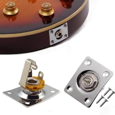 JD.Moon Square Metal 1/4 Output Jack Plate Input Jack Socket for Electric Guitar Bass (Chrome) image 3