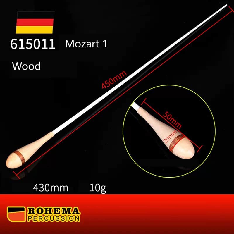 Rohema Mozart 1 Wood Conductor Baton - German Hornbeam, Maple/Palisander Handle, 430mm image 1