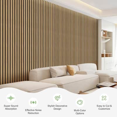 2 Pack Wood Panels For Wall, 48" X 24" Wood Slat Acoustic Panels, Acoustic Wall Panels For Interior Wall Decor, Sound Absorbing Wall Panels For Noise Reduction And Decoration, Ashen Oak image 2