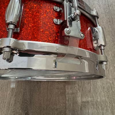 Gretsch  1962 Era Round Badge Progressive Jazz Bop Drum Set 18 Inch Bass Drum Tangerine Glass Glitter image 15
