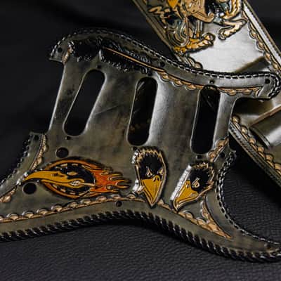 Guitar Leather strap 3.5" Black Crowes this is custom but will show anything can go on a strap image 14