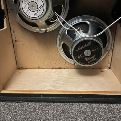 Marshall 2x12 Slant Cab 1966A Vertical Cabinet upgraded speakers 1980's - Racing Green Tolex image 2