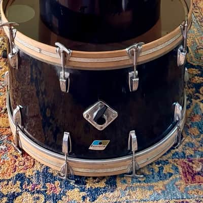 Ludwig 70's Quadra Plus Drum Set Black  Vintage Blue & Olive Badge Read Listing image 5
