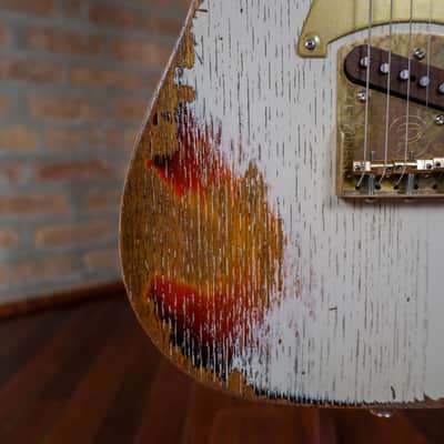 Paoletti Nancy Loft SH “Relic White Over Sunburst” Handcrafted Italian Reclaimed Chestnut Roasted Maple image 7