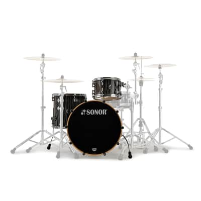 Sonor ProLite PL 322 NM Shell-Set EBS Ebony White Stripes - Drum Shell Set image 2