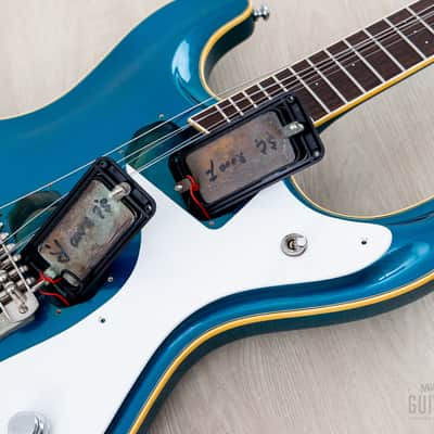 1996 Mosrite Ventures Model '63 Vintage Reissue Sidejack Blue w/ Vibramute & Case, Kurokumo image 16