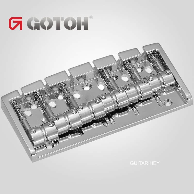 NEW Gotoh 404SJ-6 6-String Bass Bridge MULTI TONAL Steel Saddles - CHROME image 1