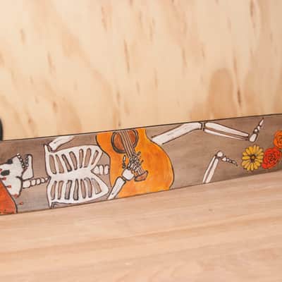 Leather Guitar Strap - Dancing Skeleton Guitar Strap by Moxie & Oliver image 2