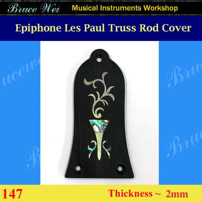 Free Shipping, Fit Epiphone Les Paul Handcrafted Macassar Ebony Truss Rod Cover, MOP & Abalone Inlay, Bruce Wei ( 147 ) image 2