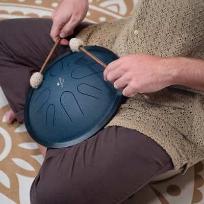 Meinl Sonic Energy 10" Compact Steel Tongue Drum, C Minor, 8 Notes, 432 Hz, Navy Blue image 6