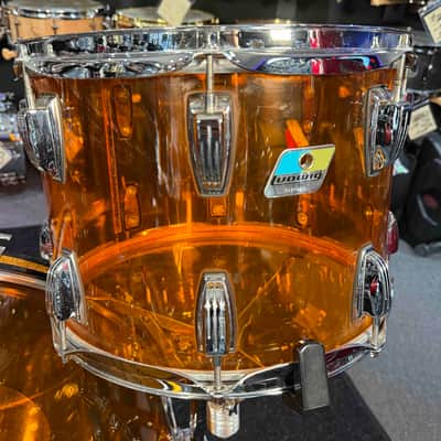 Vintage Ludwig Amber Vistalite 4-Piece Zep Bonham 14/16/18/26 Drum Kit Set image 3