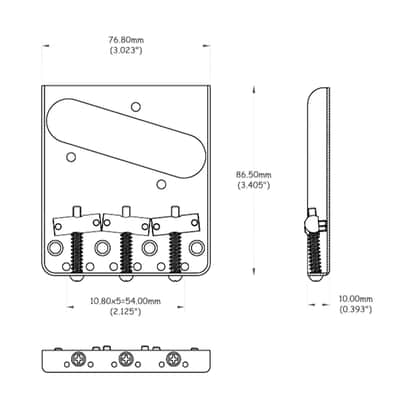 Vintage Style Telecaster® Tele® Bridge w/ Tilt Compensated Saddles CHROME image 5