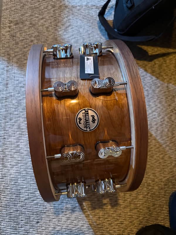 PDP Limited Edition Dark Stain Maple and Walnut Snare with Walnut Hoops 14X7.5in image 1