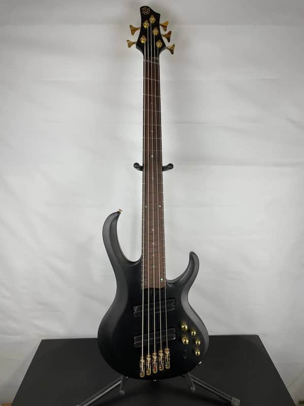 Ibanez BTB605LM Bass Workshop Multi-Scale 5-String Bass Guitar, Rosewood Fingerboard, Black Flat image 1