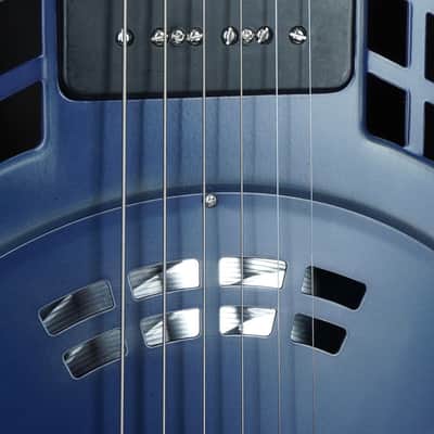 Preowned National ResoRocket Steel Satin Navy Blue w/ Lollar P90 image 3