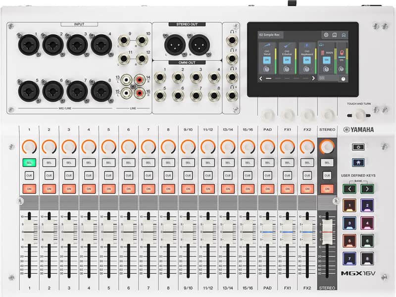 Yamaha MGX16V 22-Channel Digital Mixer & Dual USB-C Audio/Video Interface, White image 1