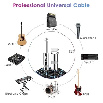 Guitar Cable 10FT Instrument Cable Guitar Cord Electric Guitar Cable Guitar AMP Cord for Bass Guitar Keyboard 1/4 Inch Cable Right Angle Black Blue image 2