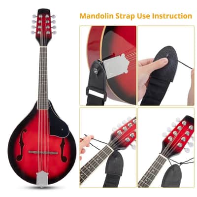 8-String A-Style Mandolin Bundle – Sunset Red with Gig Bag, Tuner, Strings & Picks – Perfect for Beginners & School Gift image 5
